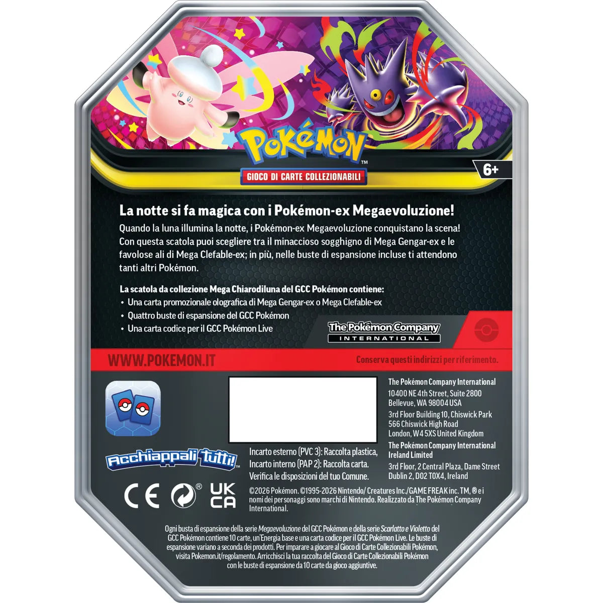 Pokemon Tin da Collezione Mega Chiarodiluna 2026 (IT)
